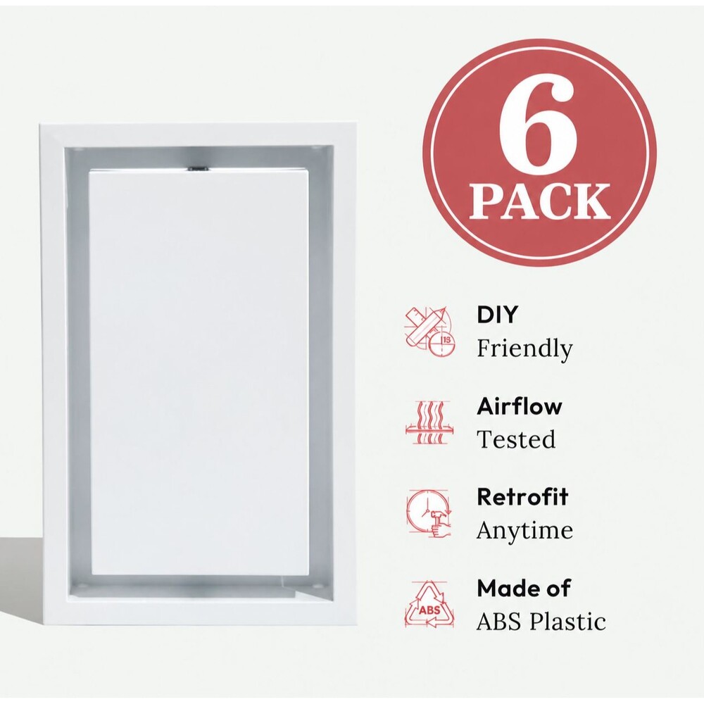 FITTES Aria Lite Framed Wall Vent 6x12 White DWLITFR6X12WHT NEW 6 Pack